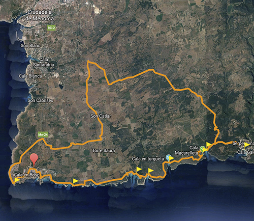 BeachBike Menorca Diego Paredes alquiler de bicicletas rent a bike ruta 3